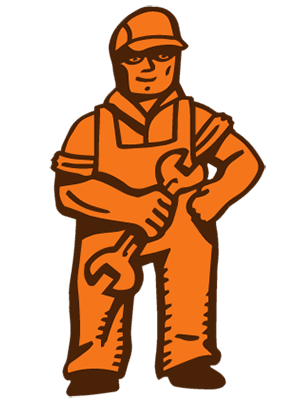 Mechanic standing with a wrench.